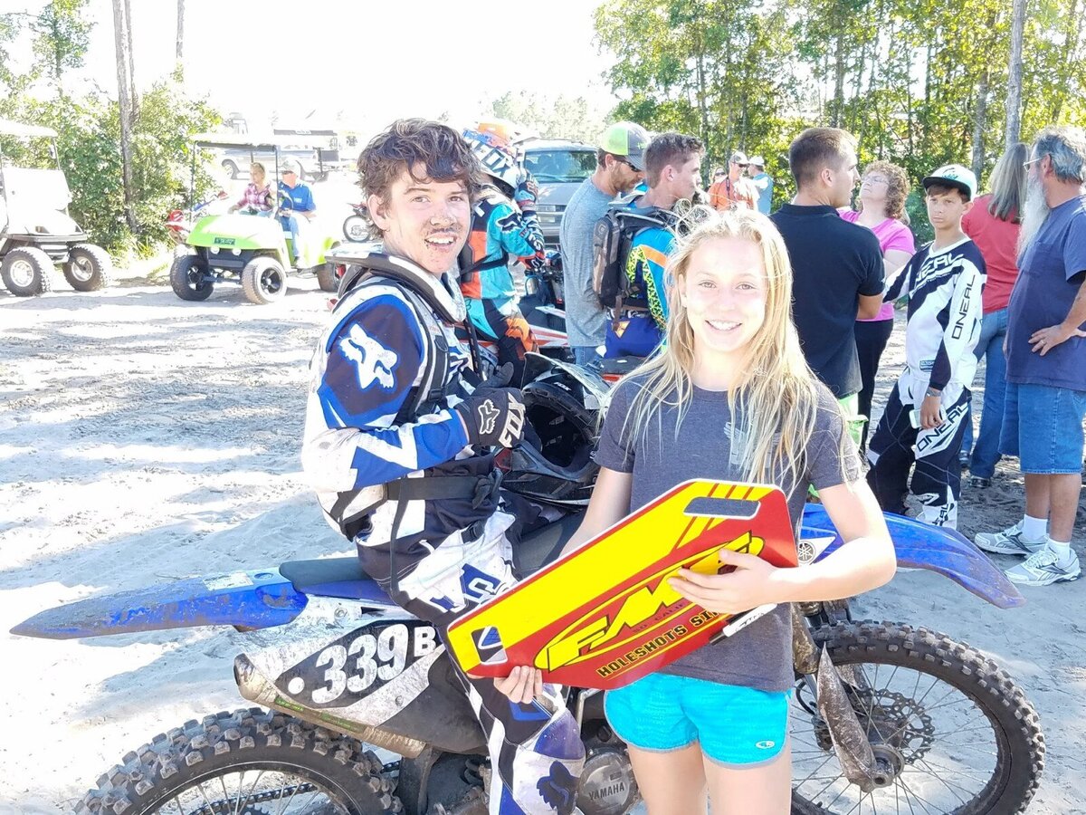 with sister Lexi 125cc trail race Florida