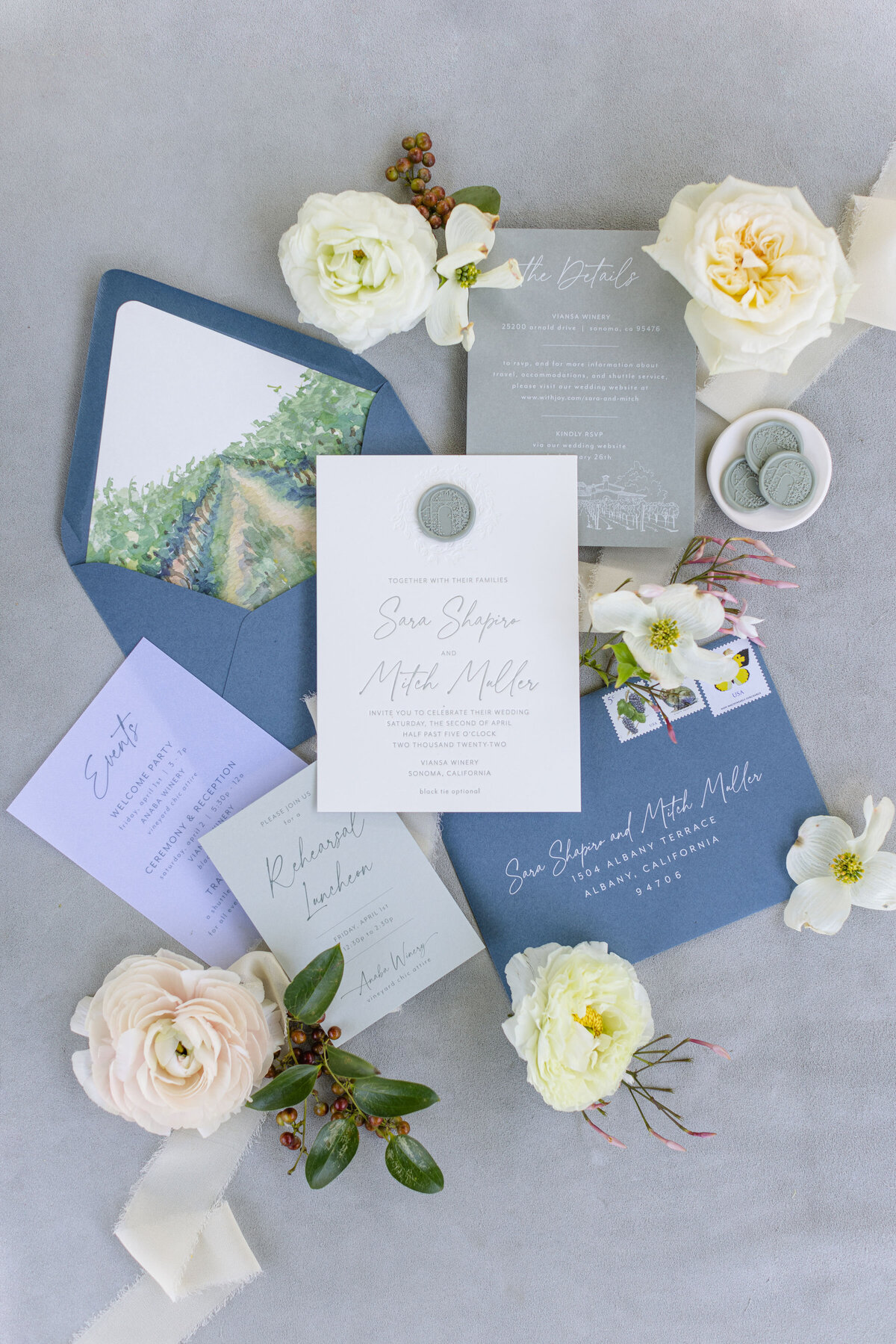 Viansa Sonoma Wedding Blue and green color scheme