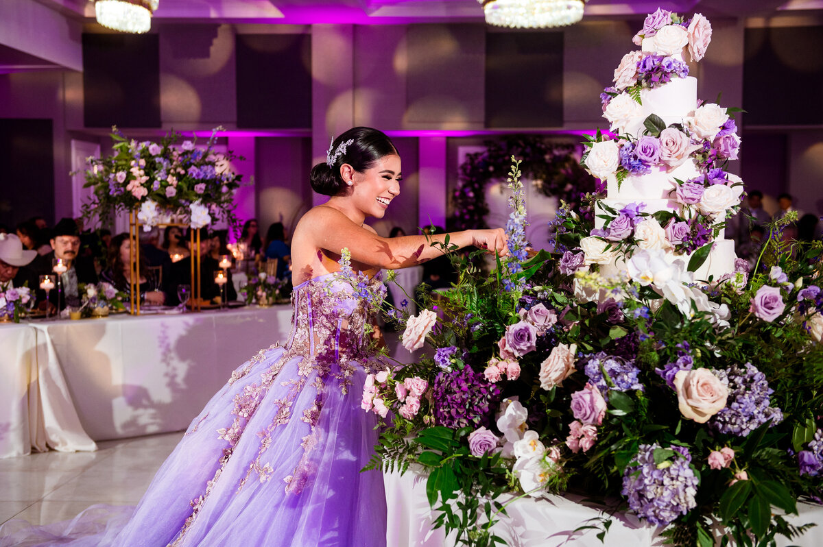 Sweet 16 cake cutting at reception