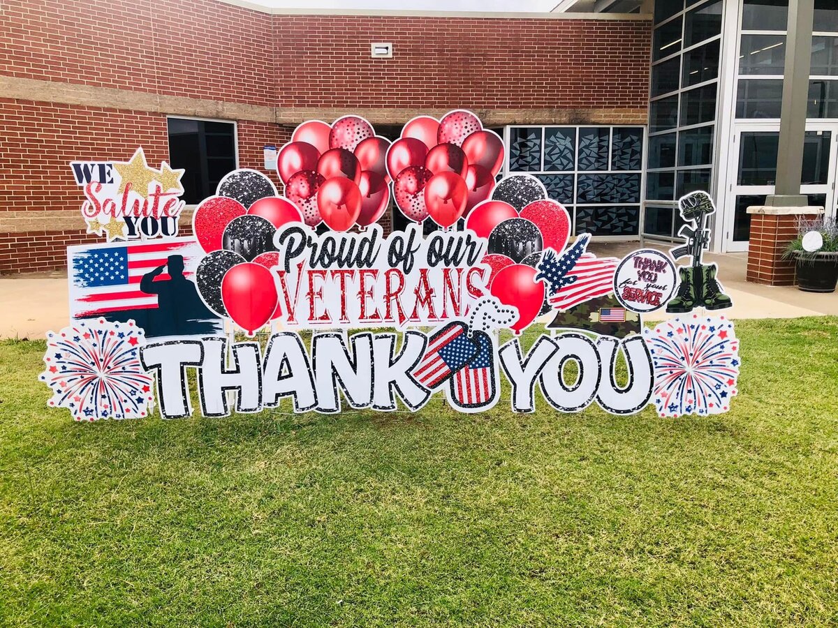 Veteran's Day Yard Sign Setup.