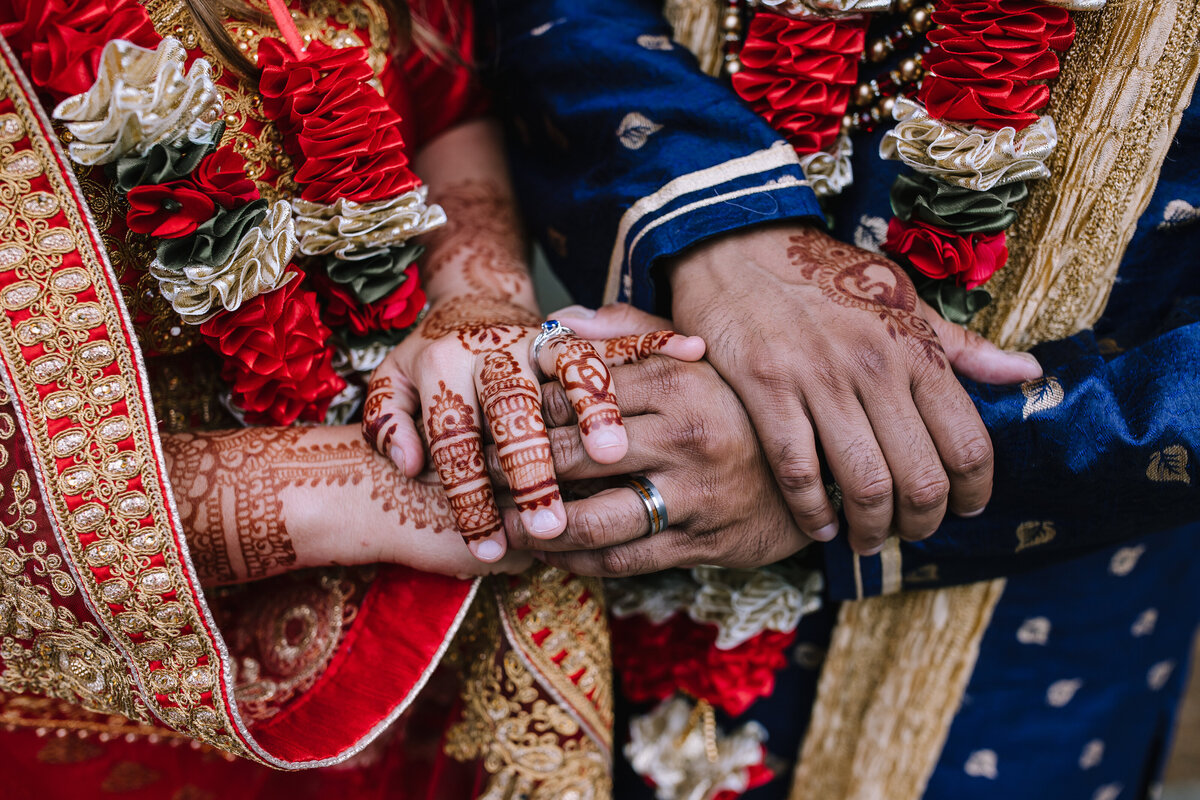 Indian wedding hands closeup. 
