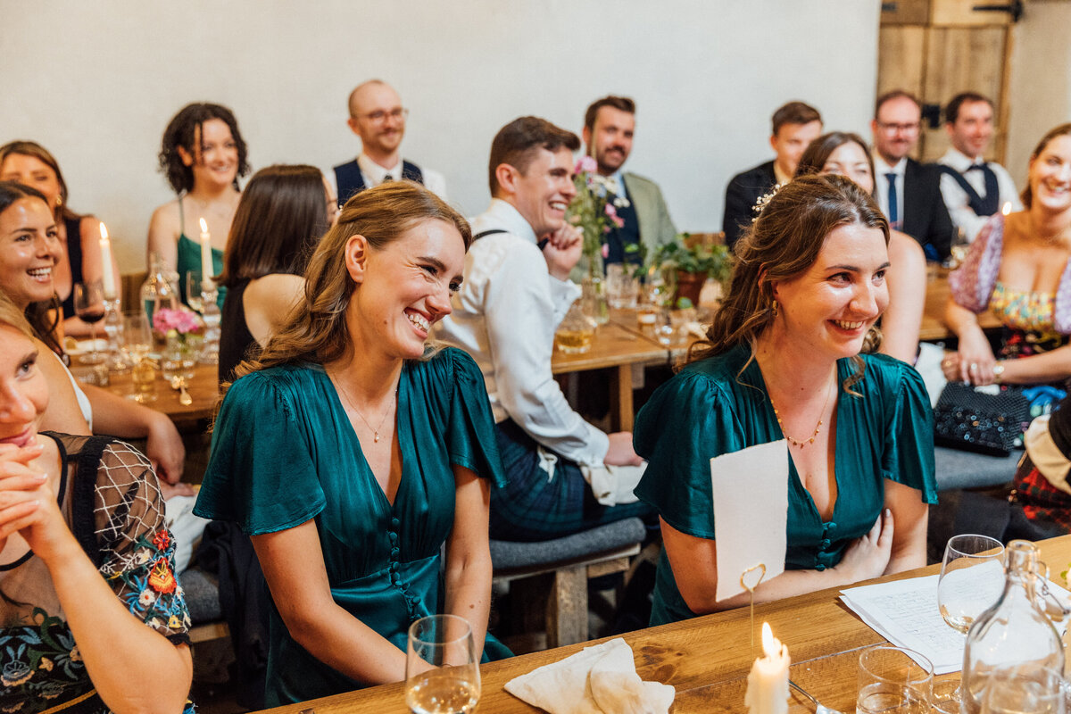 Guests during speeches at The Free Company wedding