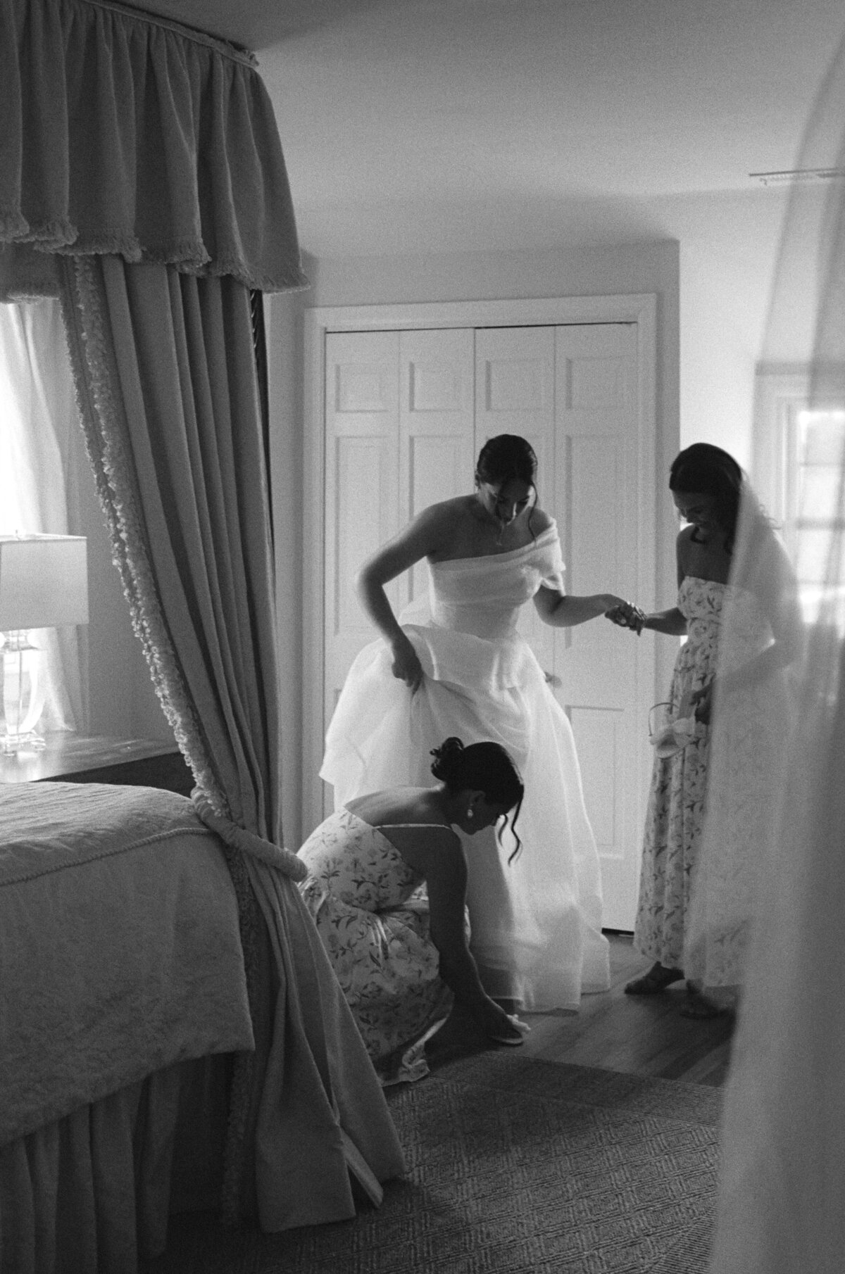 Stunning editorial bridal portrait capturing intimate emotion with high fashion photography aesthetics. Lauren Alatriste's luxury wedding photography approach
  transforms authentic wedding moments into editorial artistry, showcasing why she's the premier NYC editorial wedding photographer for Connecticut destination celebrations.