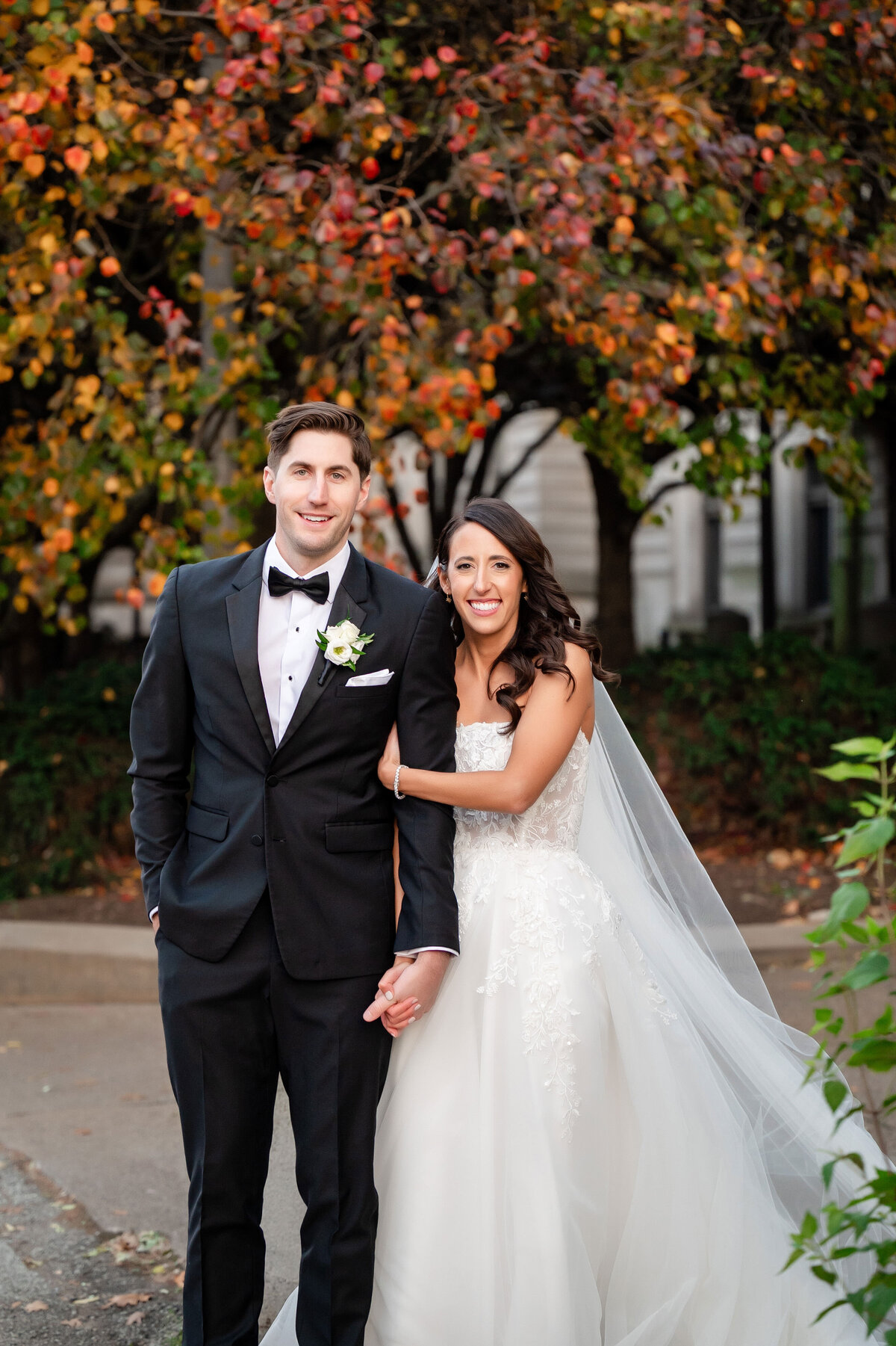 married couple smiling outside of carnegie museum