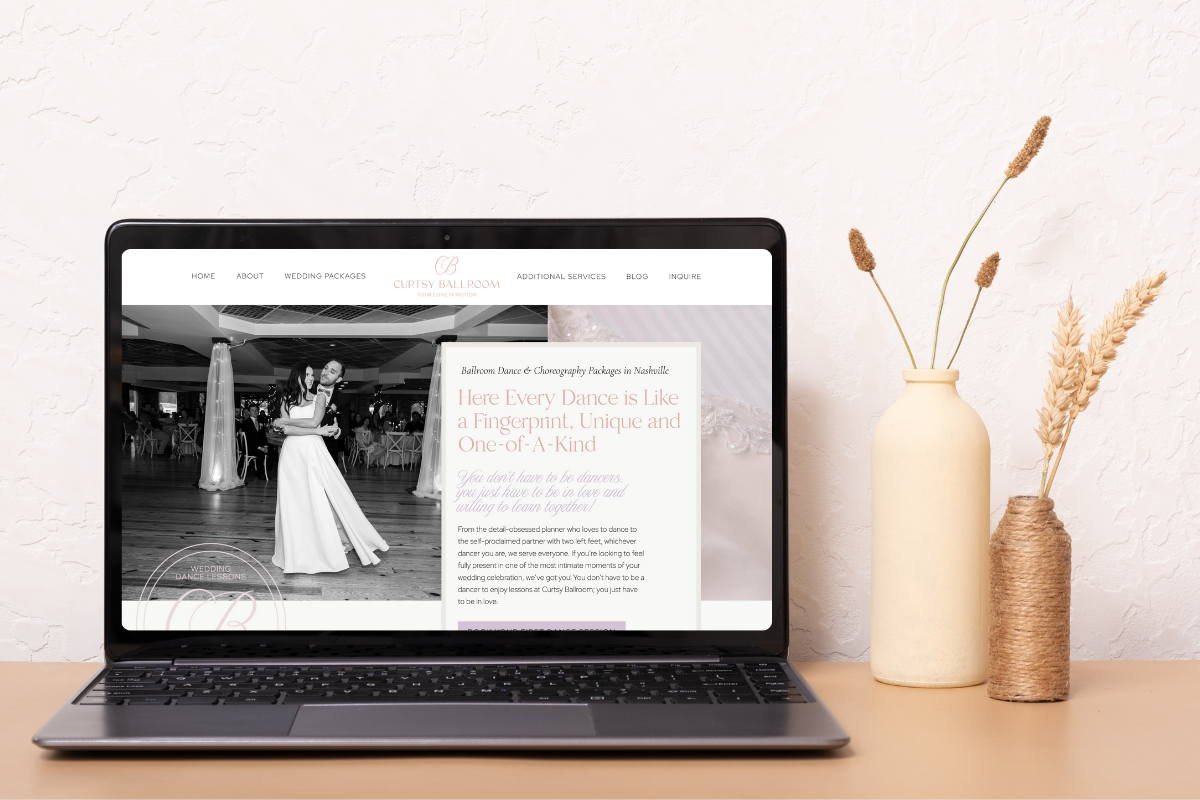 Showit website design of Curtsy Ballroom, a Wedding Dance Choreographer in Nashville