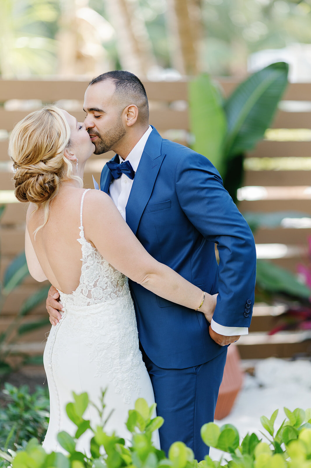 Emotional first look between Kelly and Rafael at their destination wedding in Islamorada.