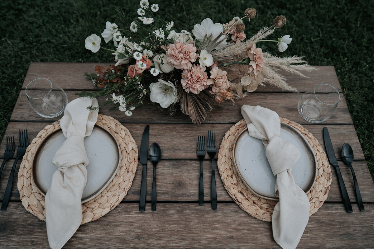 Dinner placement detail photo from an elopement.