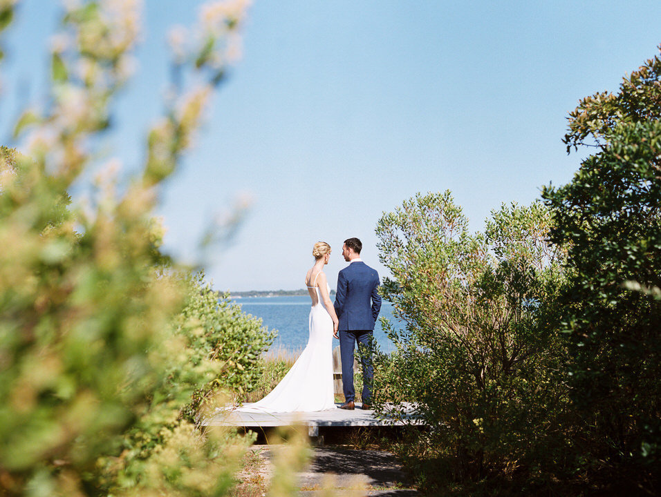 bride and groom portrait weekapaug inn in westerly rhode island