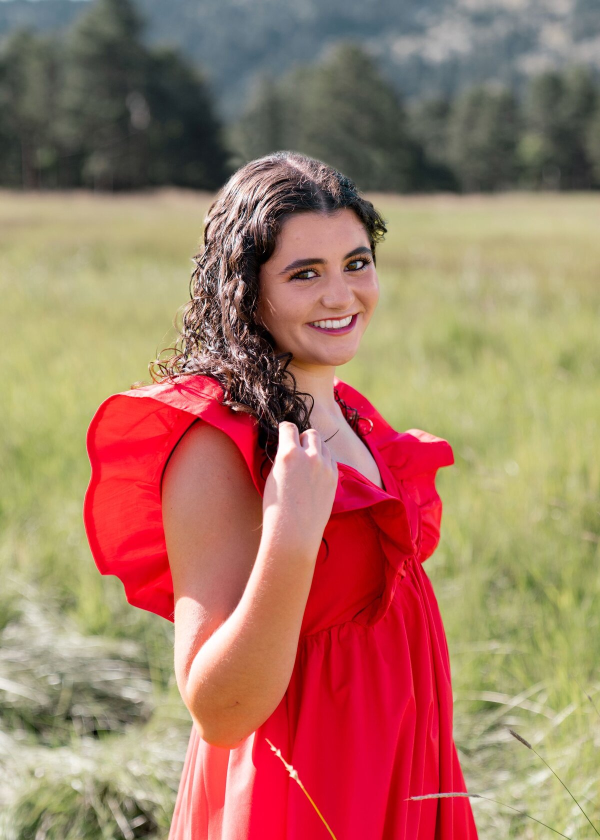 denver senior photography - girl in red dress