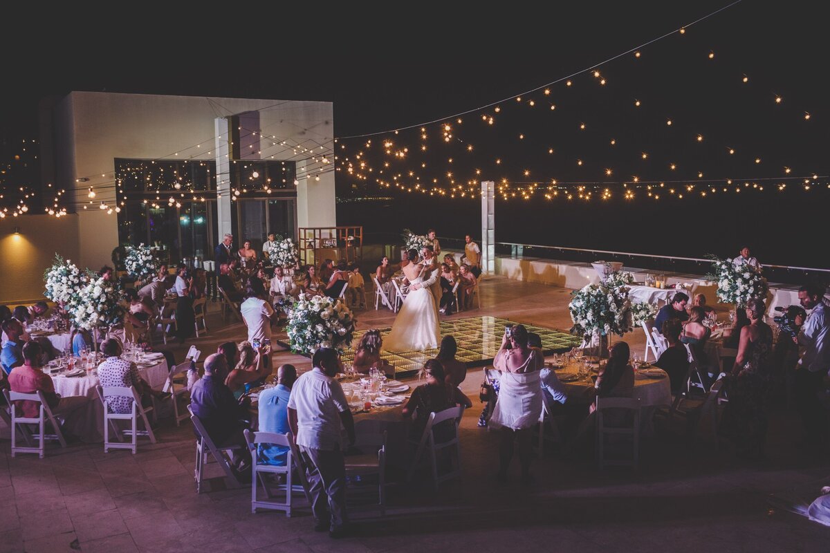 Wedding reception on deck at Hyatt Ziva in Cancun