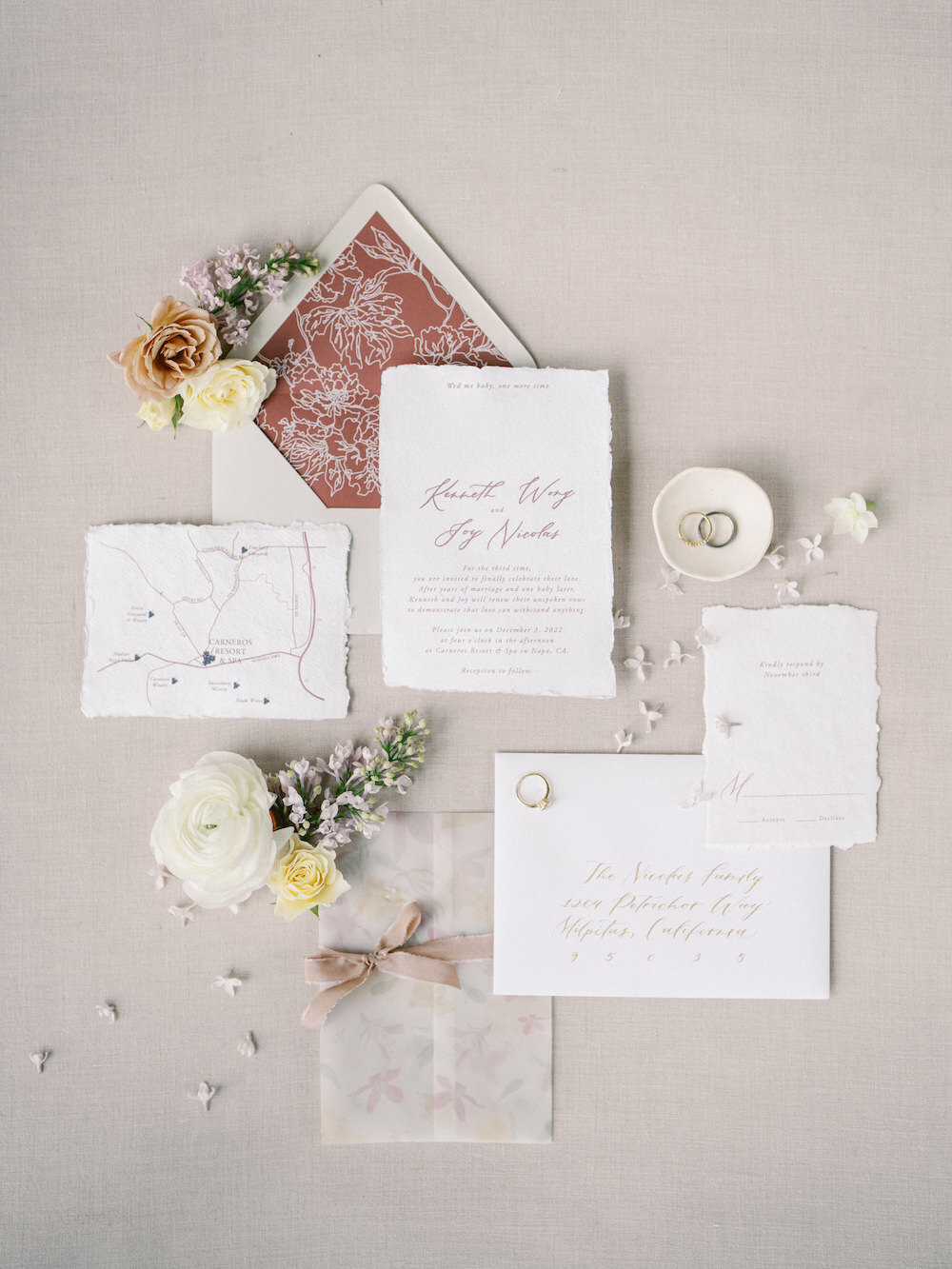 Luxury wedding day details flatlay