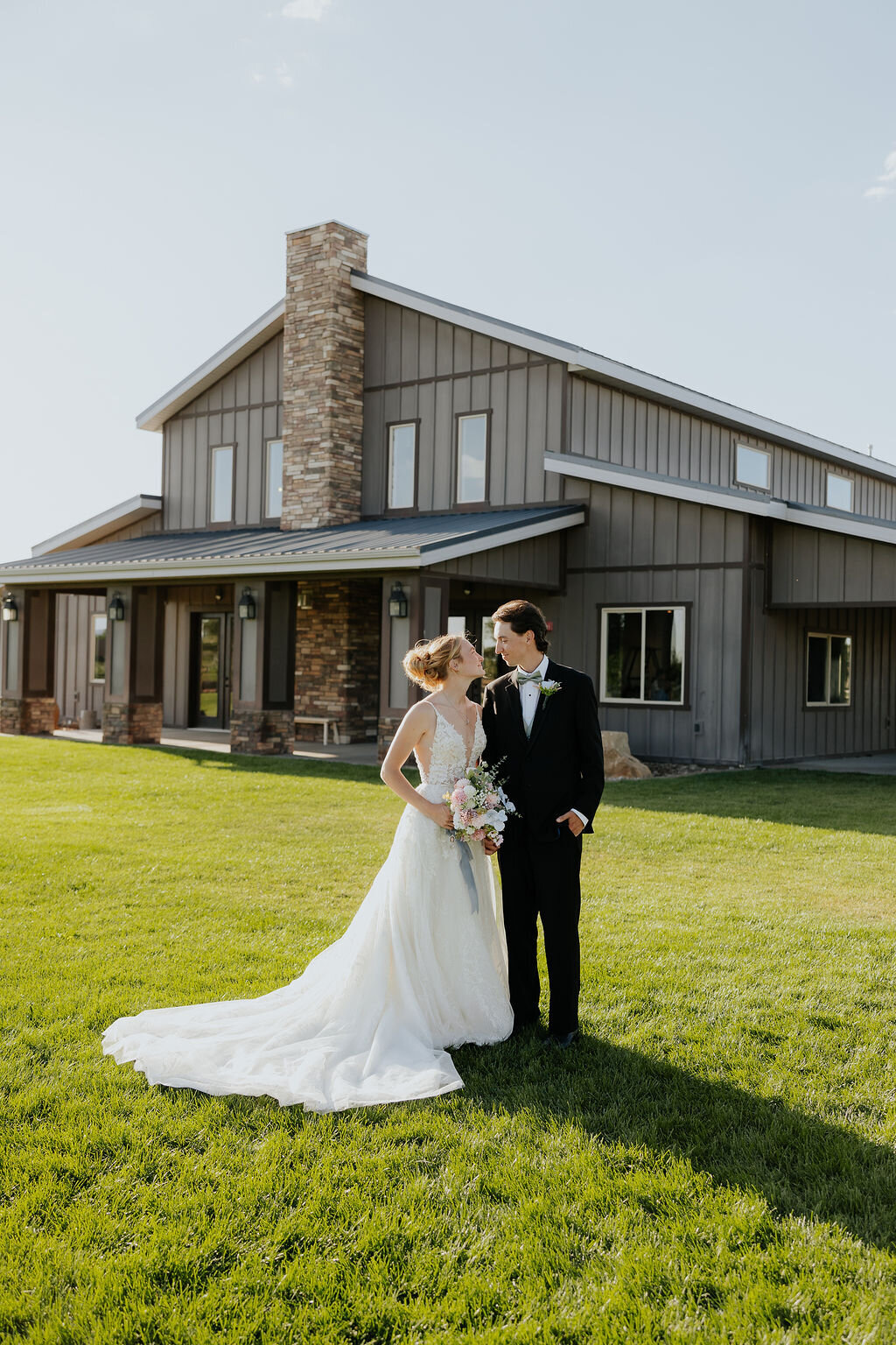Couple in front of the barn