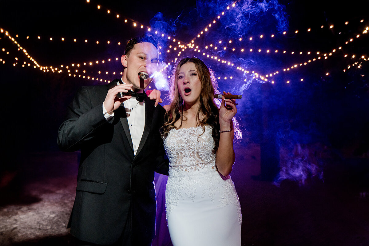 cigar photos bride and groom wedding