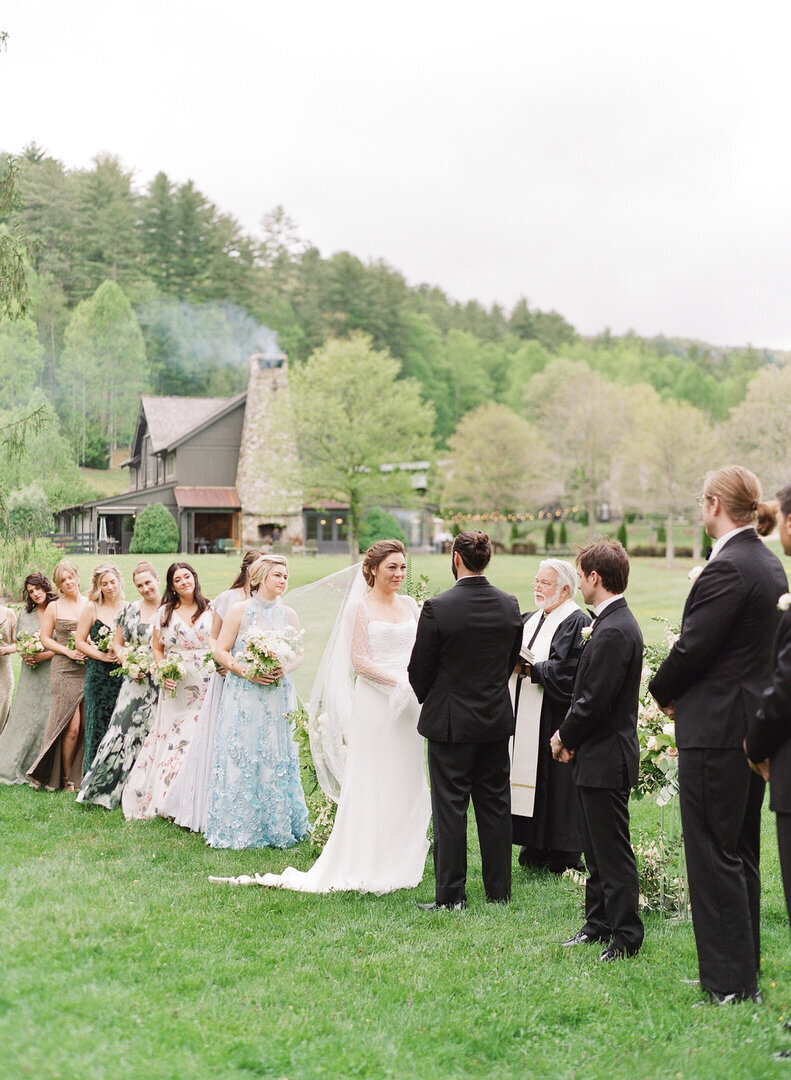 Bride and Groom Exchanging Vows During Wedding Ceremony in Lonesome Valley Photo