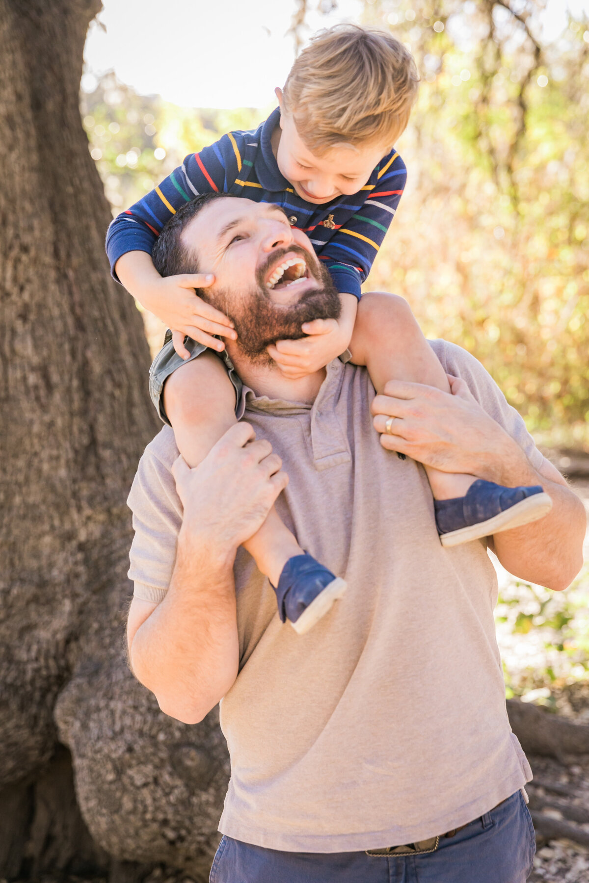 Father with son on his shoulders, Austin Family Photographer, Tiffany Chapman Photography