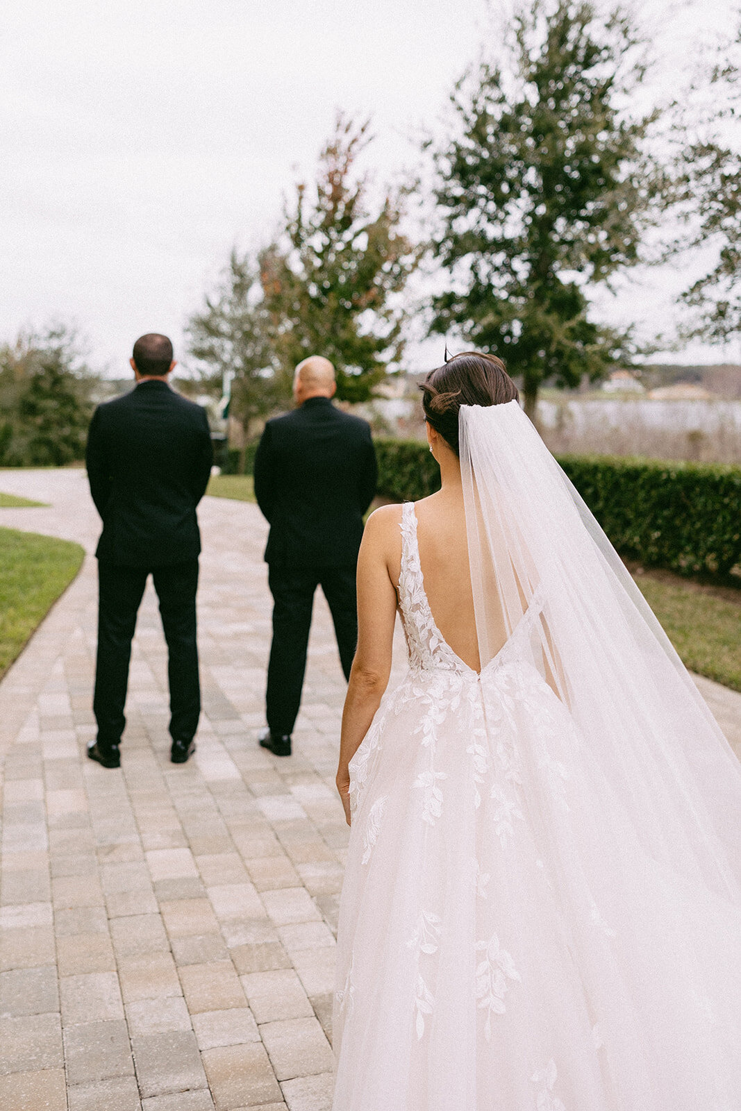 first look at bella collina wedding photos​