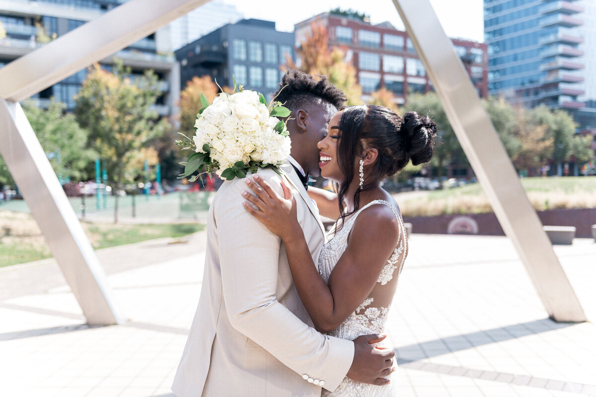 Bridal bouquet with roses and peonies