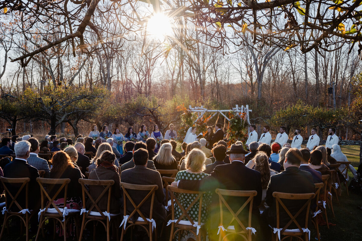 Photograph of a wedding ceremony at Smith Farm Gardens.