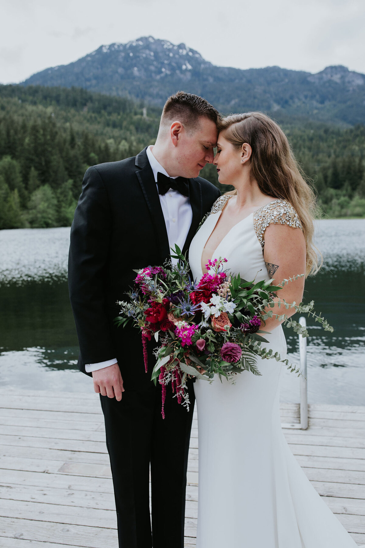 Bride and groom at Nita Lake Lodge Whistler wedding - Within the Flowers