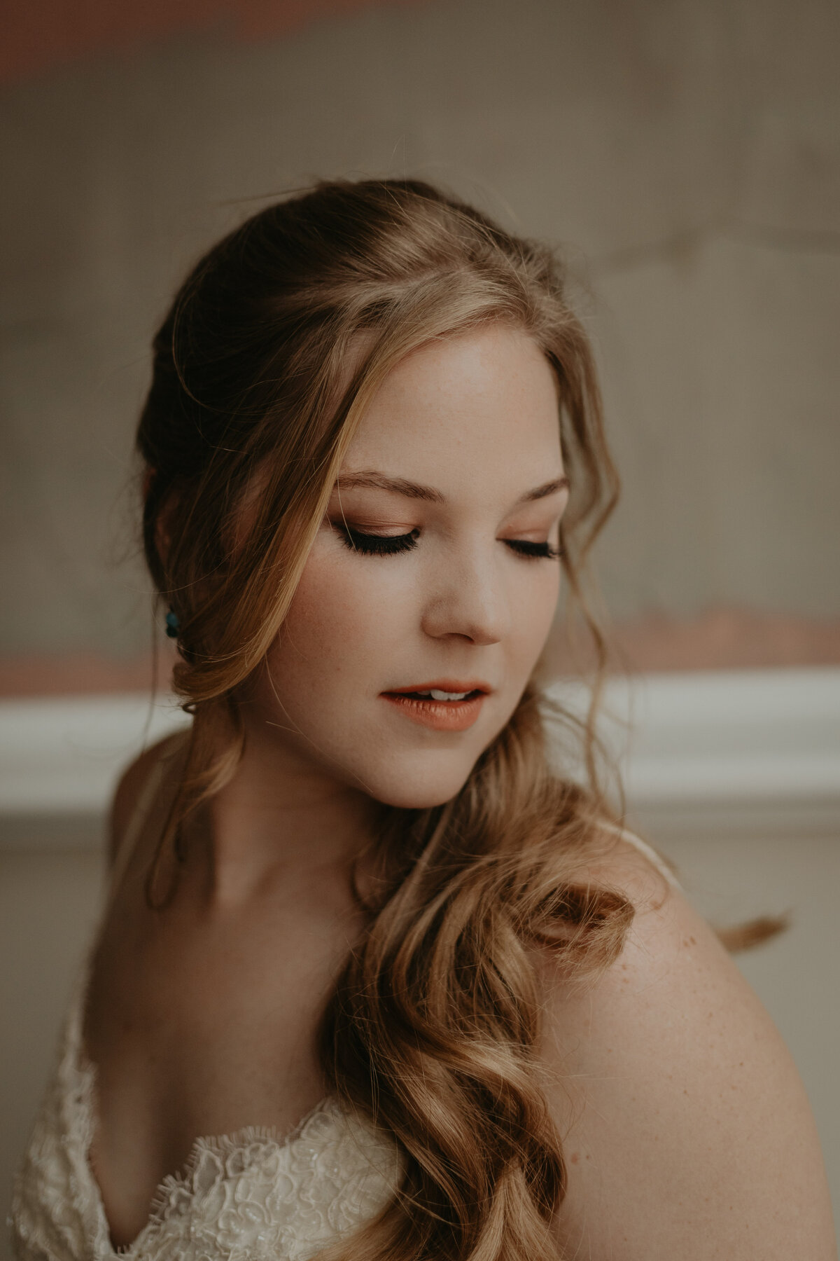 bride looking down