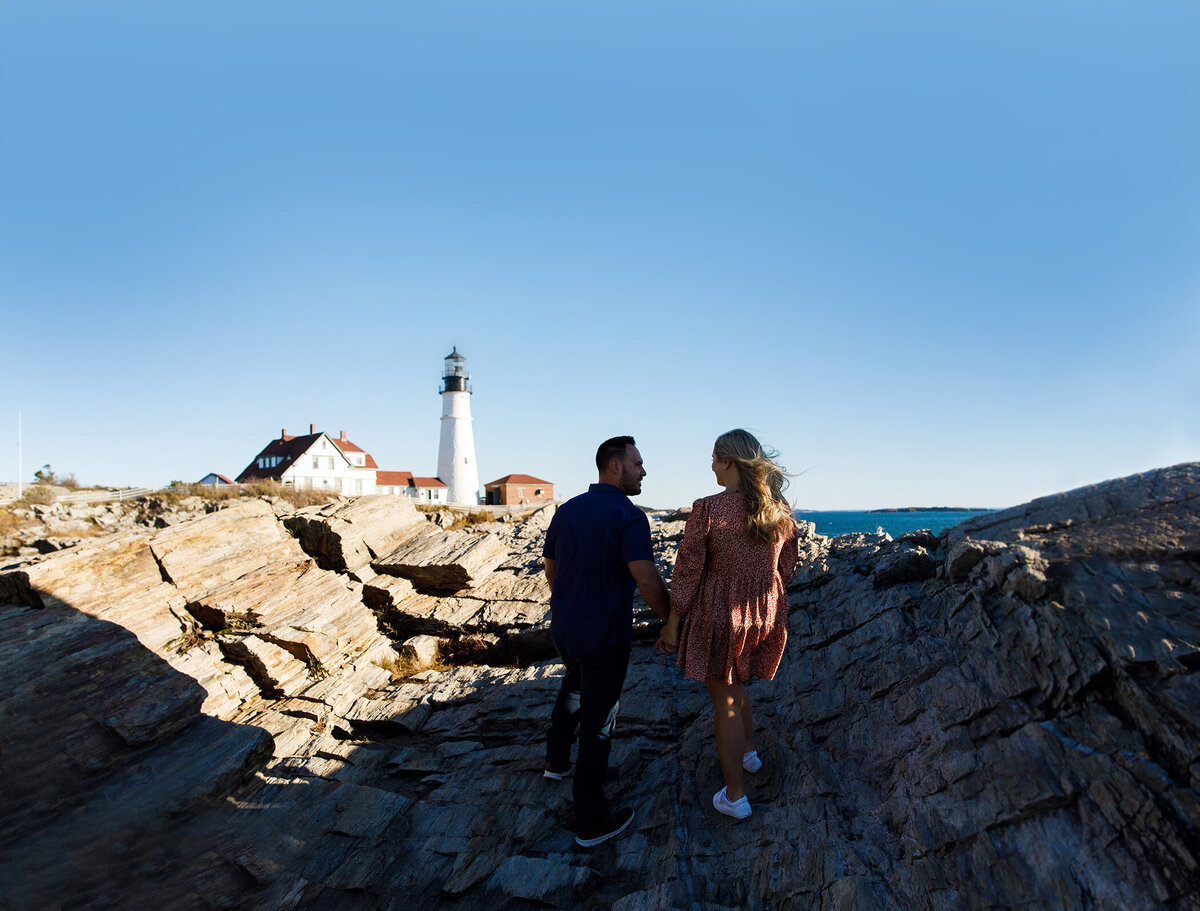 Maine Engagement Two lights