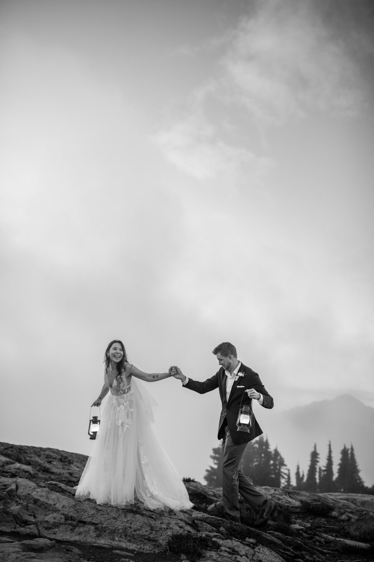 North Cascades elopement photos with lanterns