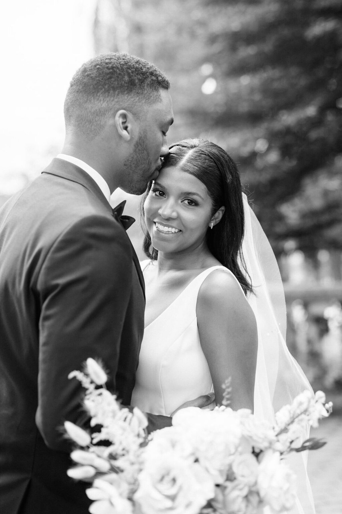Black and White Bridal Portrait at Luxury Chicago North Shore Outdoor Wedding Venue