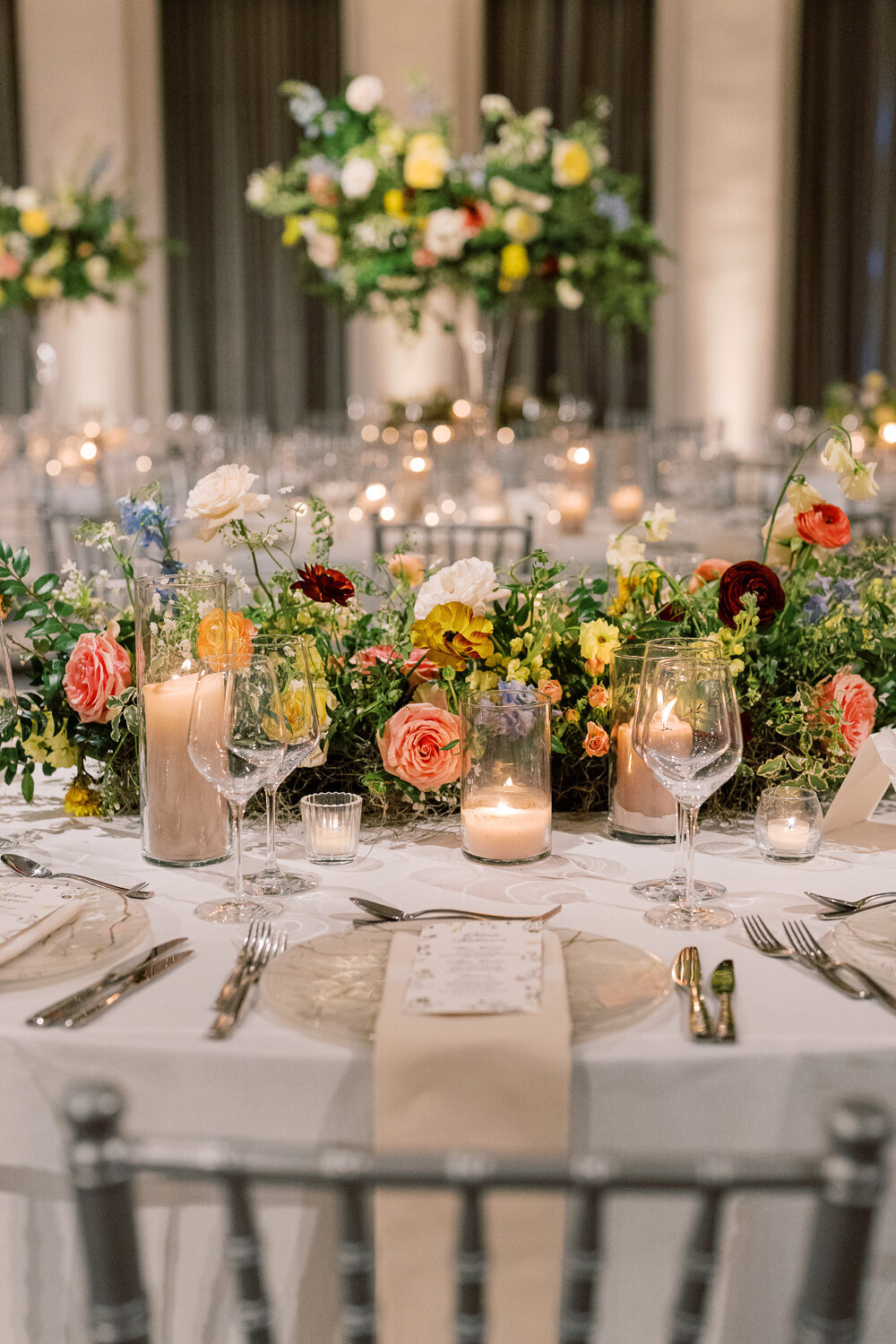 winter flowers colorful wedding centerpiece