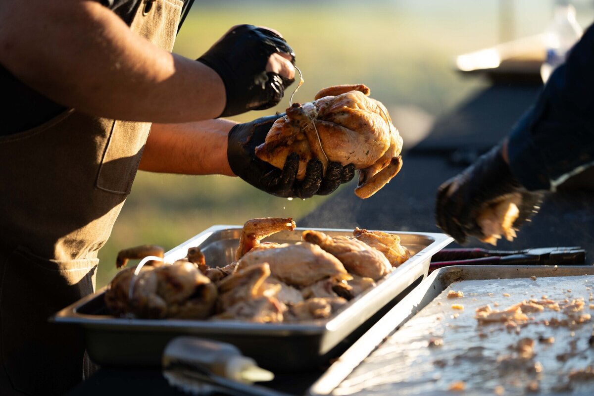 holding chicken