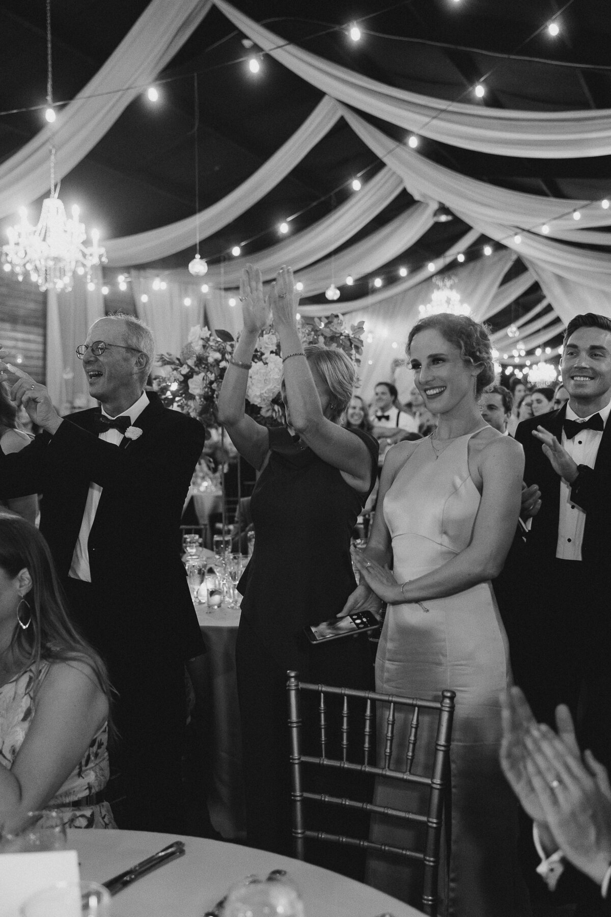 Black and white photograph of a Atlanta Wedding Reception