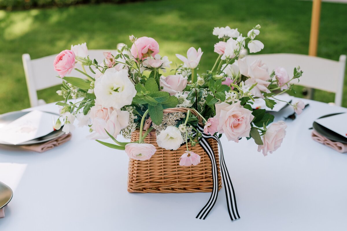 Black and white baby shower with pink accents