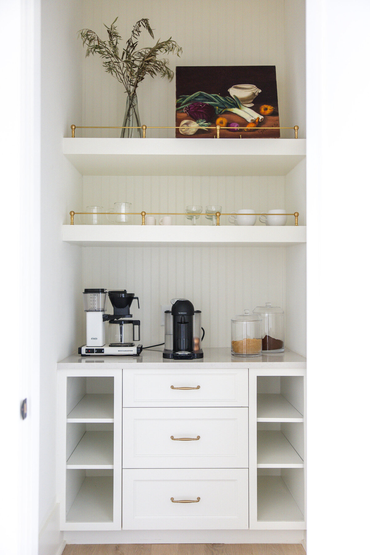 Coffee and beverage station in kitchen