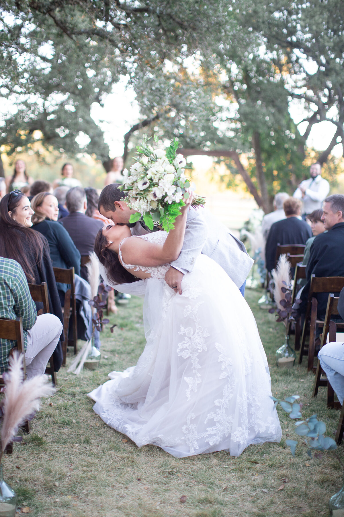 Wedding ceremony kiss