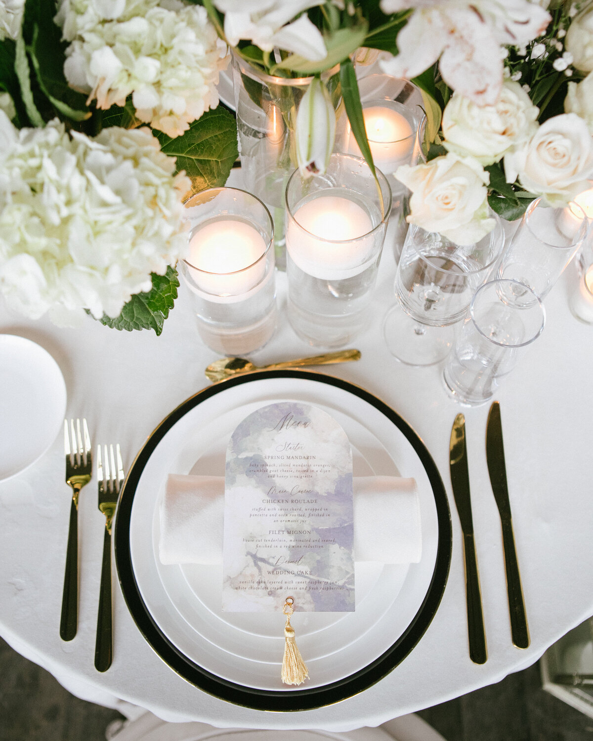 Arched Die Cut Wedding Menu with Gold Tassel