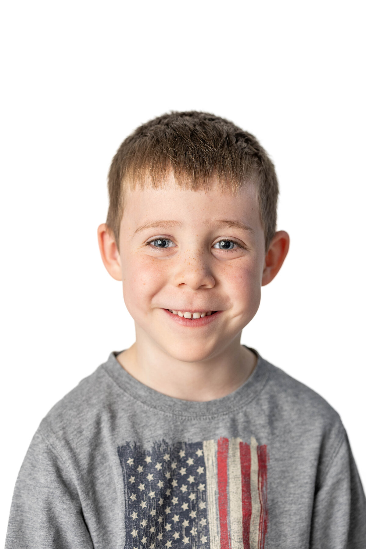 Pre-K boy with American Flag shirt