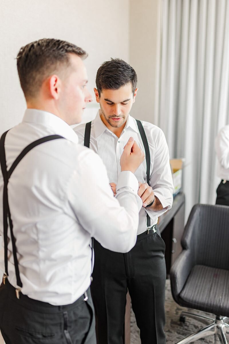 Groom and Groomsmen Getting Ready at DoubleTree, Evansville.021