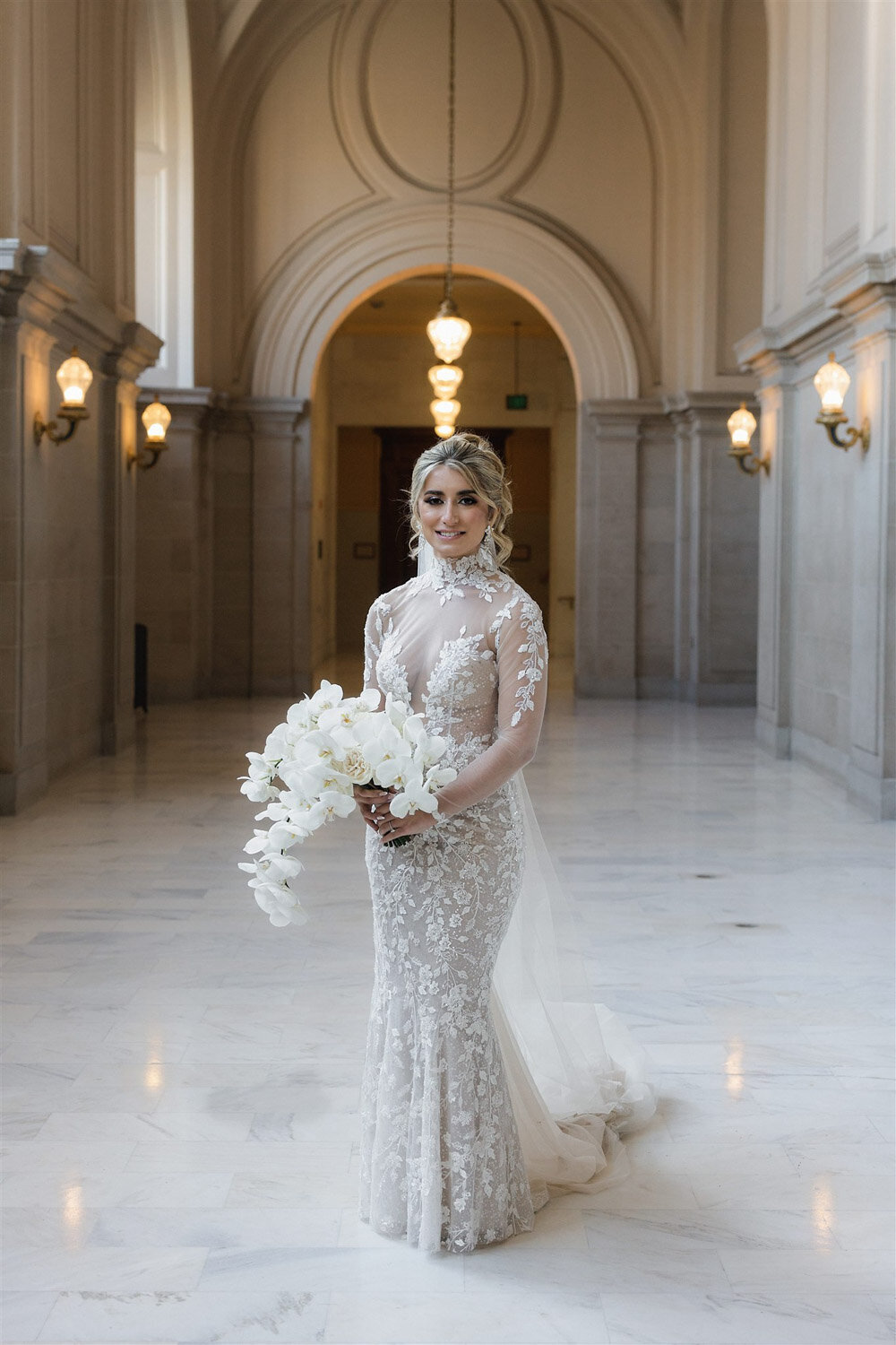 Bride in an indoor wedding venue