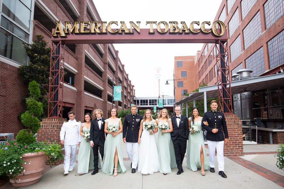 military-wedding-party-american-tobacco-campus-durham