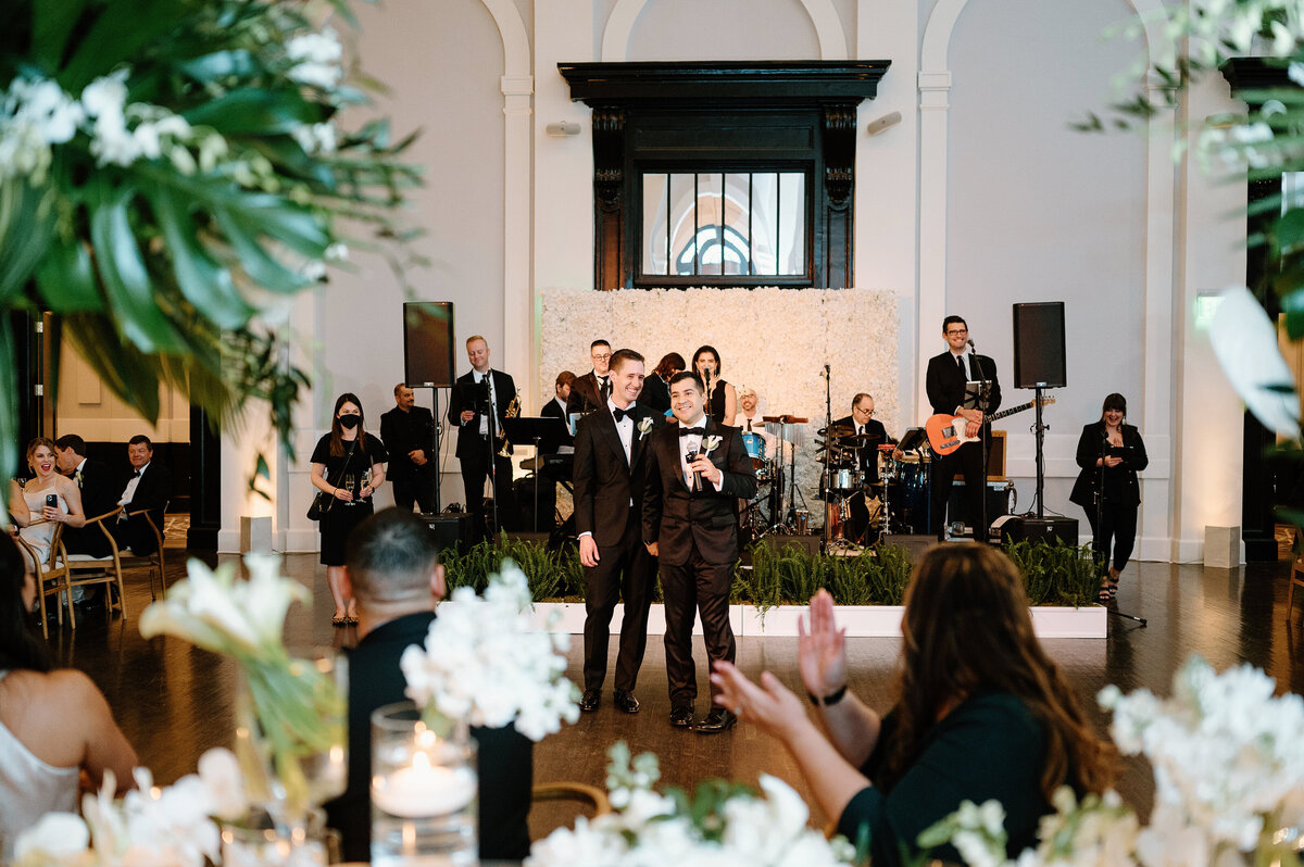 grooms formal introduction into wedding reception