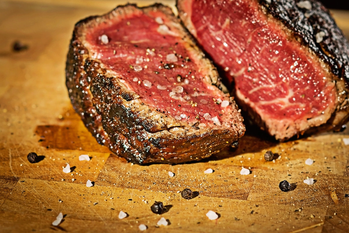 Advertising food photograph of filet mignon