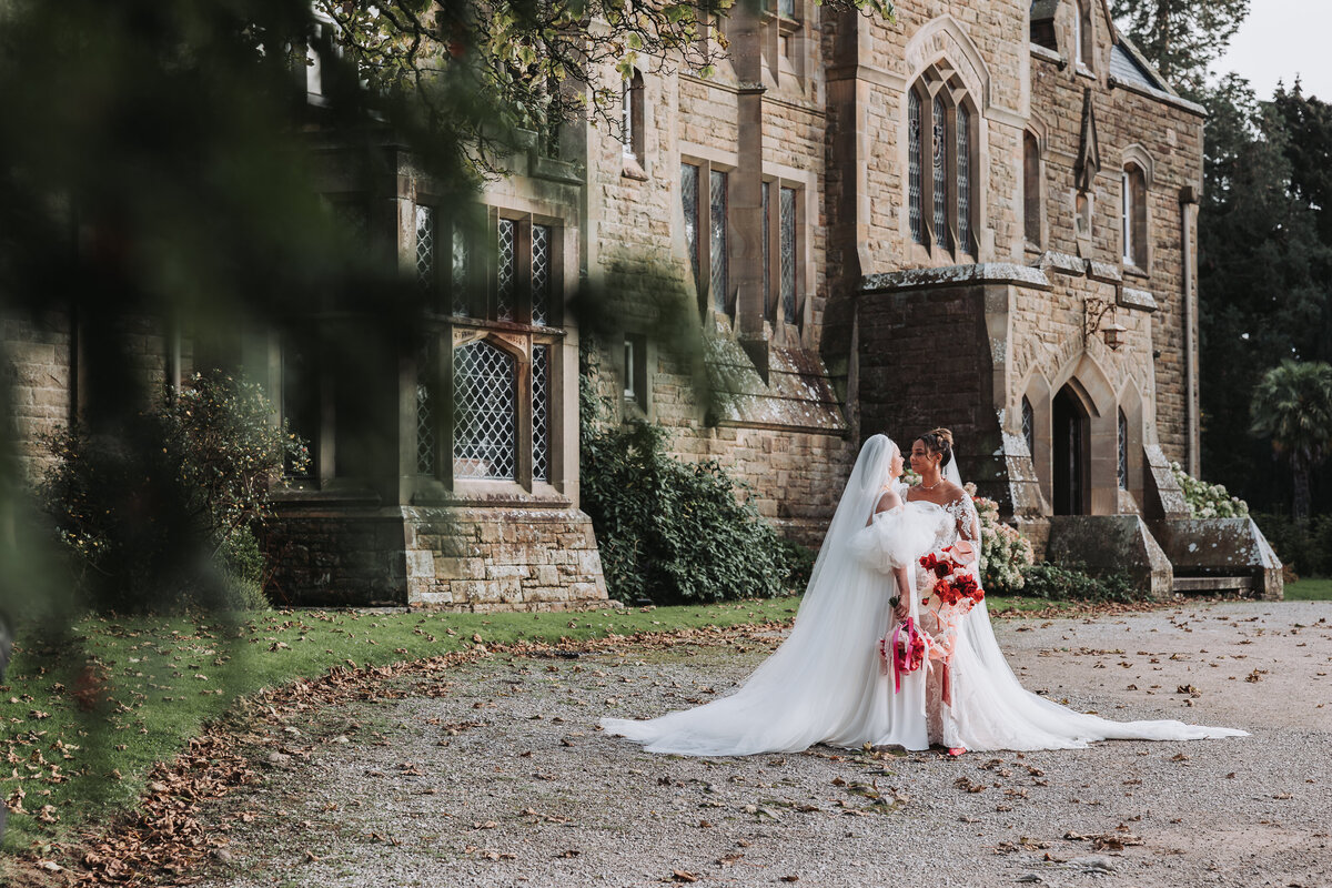 Two Brides face to face at Wyresdale park, Lancashire