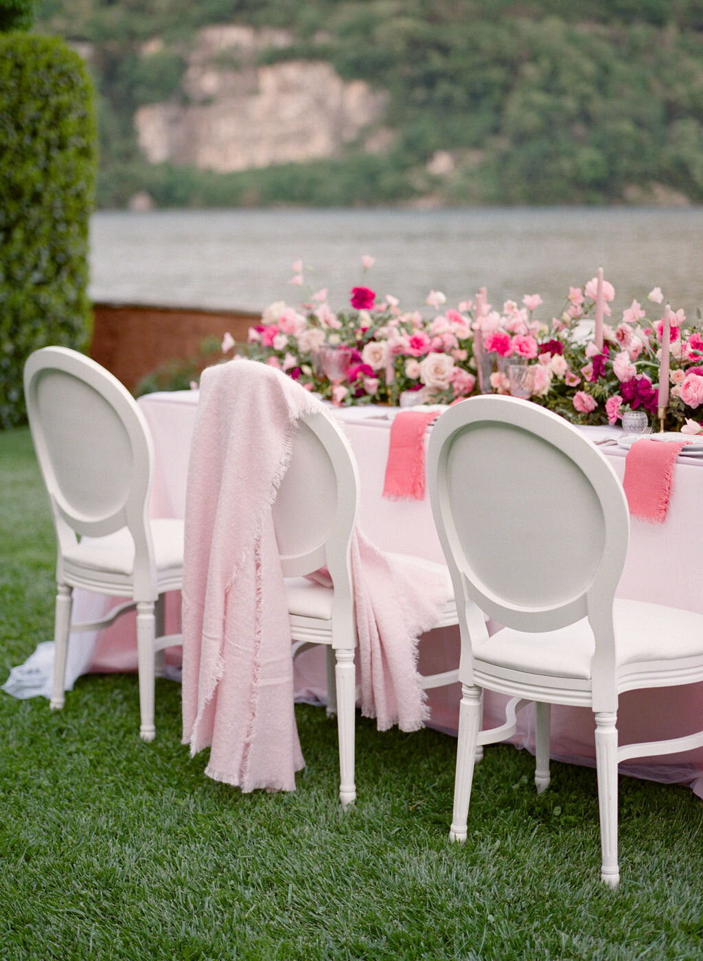 Lake Como pink wedding inspired by Dior Veronique Lorre wedding designer and florist28