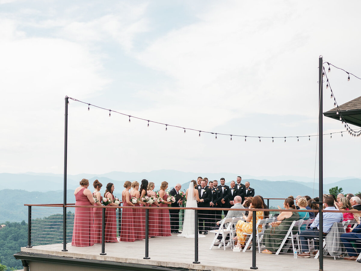 Wedding ceremony overlooking the Smoky Mountains