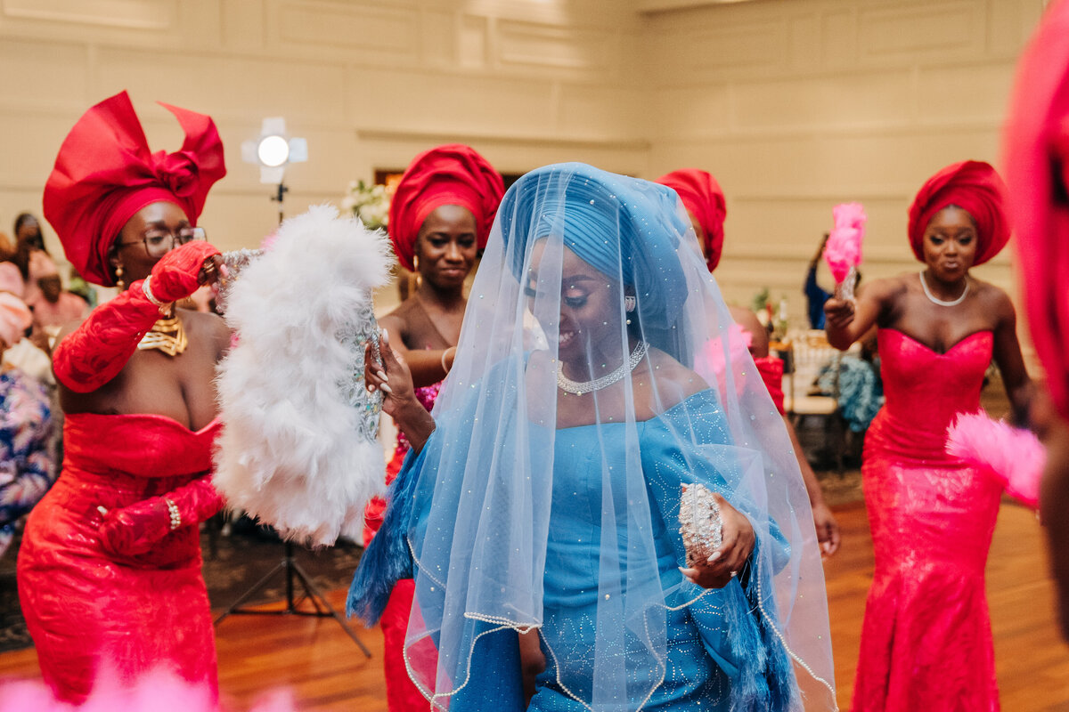 Tolu and Francis Oruka Events Wedding and event planners Toronto canada planner African Nigerian Ghana fusion  asoebi bella baby blue aso oke kente gele58