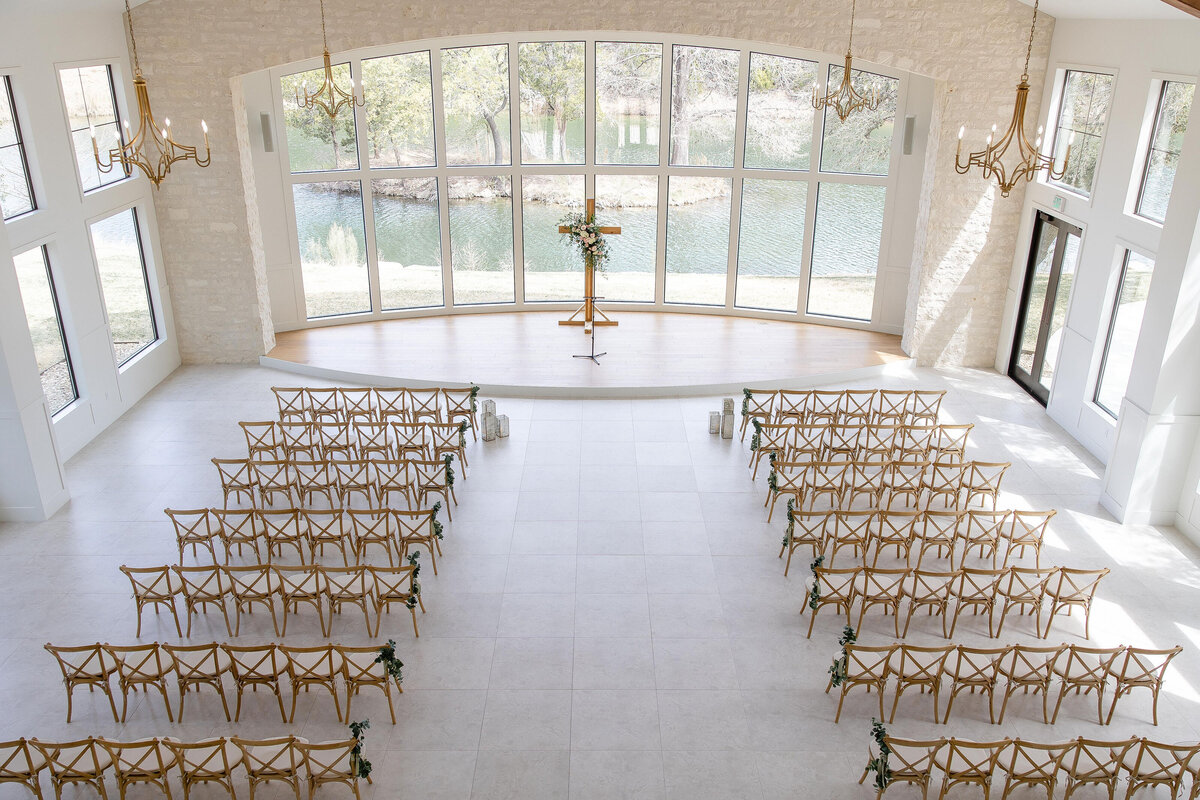 ceremony room view empty at The Preserve at Canyon Lake Texas wedding
