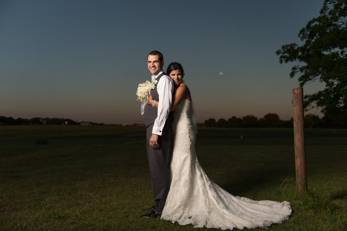 River Rock Event Center Texas Groom and Bride Moonlight