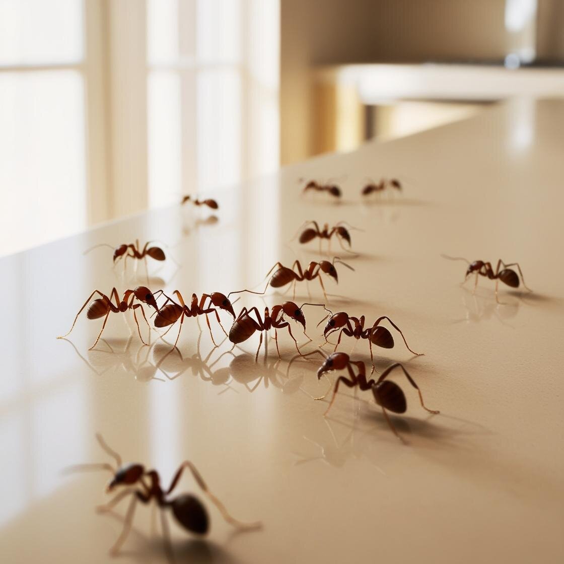ants avoiding vinegar-treated surface in kitchen