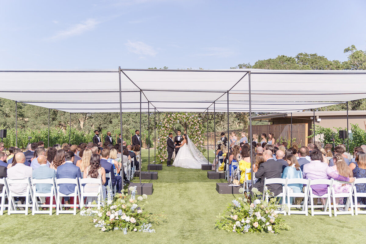 montage healdsburg wedding ceremony shade structure