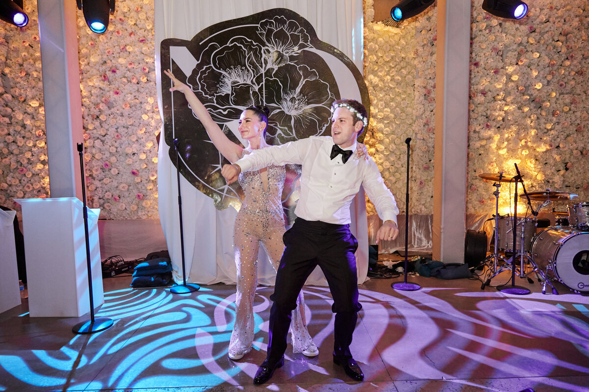 Bride and groom dancing at Amangiri Utah