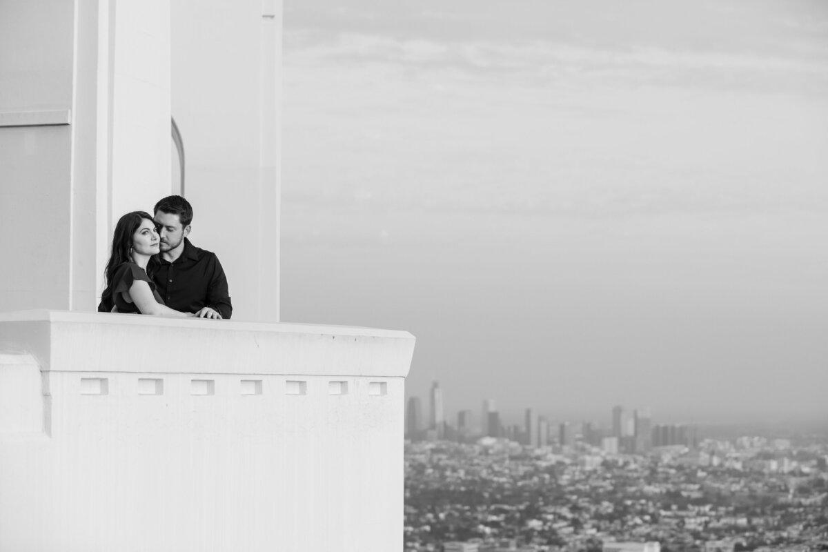 Engagement session overlooking LA at the Griffith Observatory